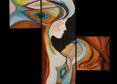 Painting titled "source originelle" by Pardo Y Cobo, Original Artwork, Oil Mounted on Wood Stretcher frame