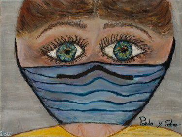 Malarstwo zatytułowany „Derrière le masque.…” autorstwa Pardo Y Cobo, Oryginalna praca, Olej Zamontowany na Drewniana rama n…