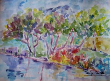 Painting titled "BORDS DE MARNE II" by Brigitte Pareja, Original Artwork