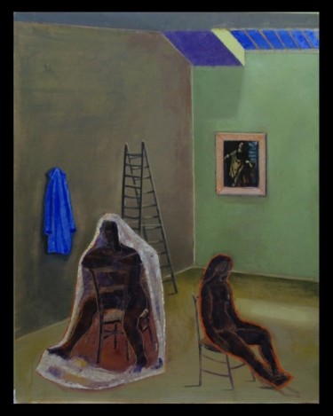 Peinture intitulée "L'Homme au drap" par Pascal René Joseph Perrin, Œuvre d'art originale, Autre