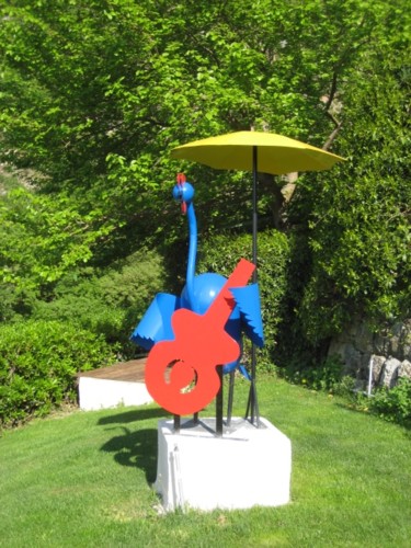 Sculpture intitulée "Le coq musical" par Pari Ravan, Œuvre d'art originale, Métaux