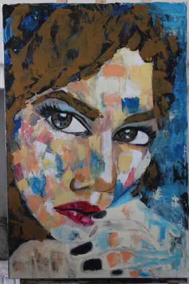 Painting titled "Añoranza" by Parisa Maghan, Original Artwork, Acrylic Mounted on Wood Stretcher frame