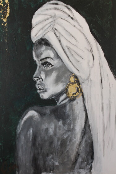 Painting titled "Reina Bella" by Parisa Maghan, Original Artwork, Acrylic Mounted on Wood Stretcher frame