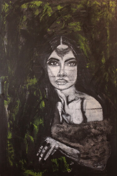 Schilderij getiteld "Triste Sofia" door Parisa Maghan, Origineel Kunstwerk, Acryl