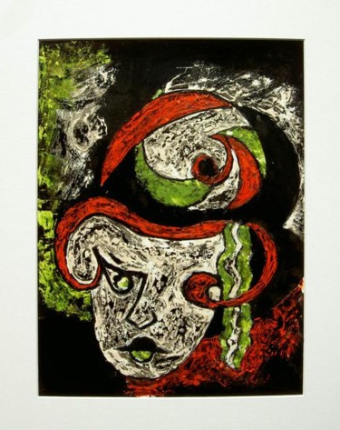 Peinture intitulée "Evelyne:  Masque 5" par Daniel Et Evelyne Pâris, Œuvre d'art originale