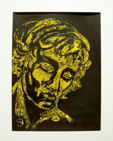 Peinture intitulée "Evelyne:  Tête jaune" par Daniel Et Evelyne Pâris, Œuvre d'art originale