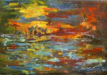 Painting titled "Au fil de l'eau 5" by Daniel Et Evelyne Pâris, Original Artwork, Acrylic