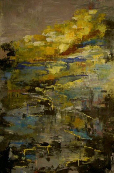 Painting titled "Au fil de l'eau 1" by Daniel Et Evelyne Pâris, Original Artwork, Acrylic