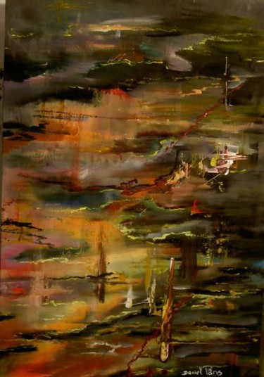 Peinture intitulée "Au fil de l'eau 6" par Daniel Et Evelyne Pâris, Œuvre d'art originale