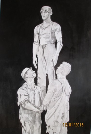 Drawing titled "Cirque Daniel" by Daniel Et Evelyne Pâris, Original Artwork, Pencil