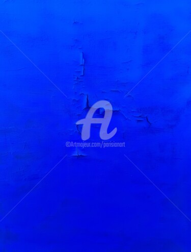 Картина под названием "Bleu monochrome" - Yann Delpech, Подлинное произведение искусства, Пигменты Установлен на Деревянная…