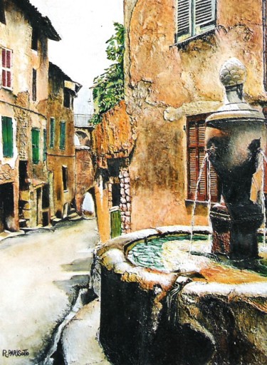 Pintura intitulada "Vieille fontaine de…" por Rodolphe Parisotto, Obras de arte originais, Óleo