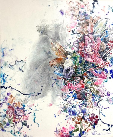 Peinture intitulée "Rose-71" par Jiyou Piao, Œuvre d'art originale, Acrylique