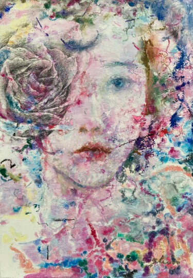 Painting titled "Rose-59" by Jiyou Piao, Original Artwork, Pigments
