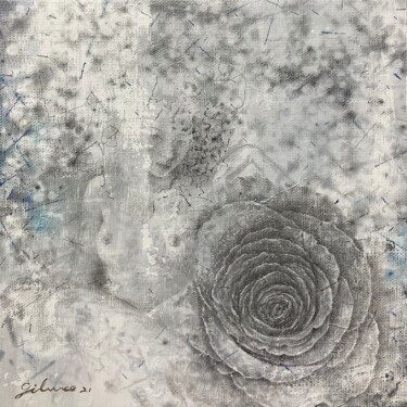 Painting titled "Rose-23" by Jiyou Piao, Original Artwork, Charcoal