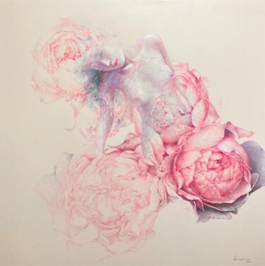 Pintura titulada "woman rose-86" por Jiyou Piao, Obra de arte original, Pigmentos