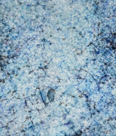 Pintura intitulada "blue wings" por Jiyou Piao, Obras de arte originais, Pigmentos