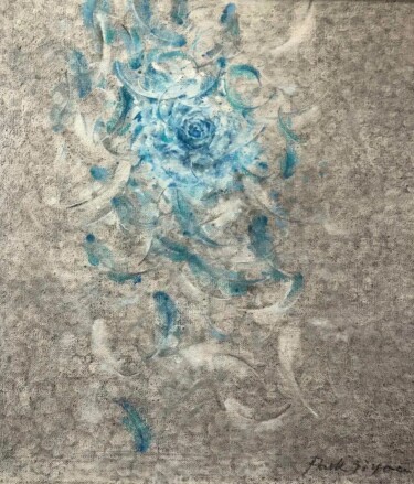 Painting titled "blue feather-3" by Jiyou Piao, Original Artwork, Chalk