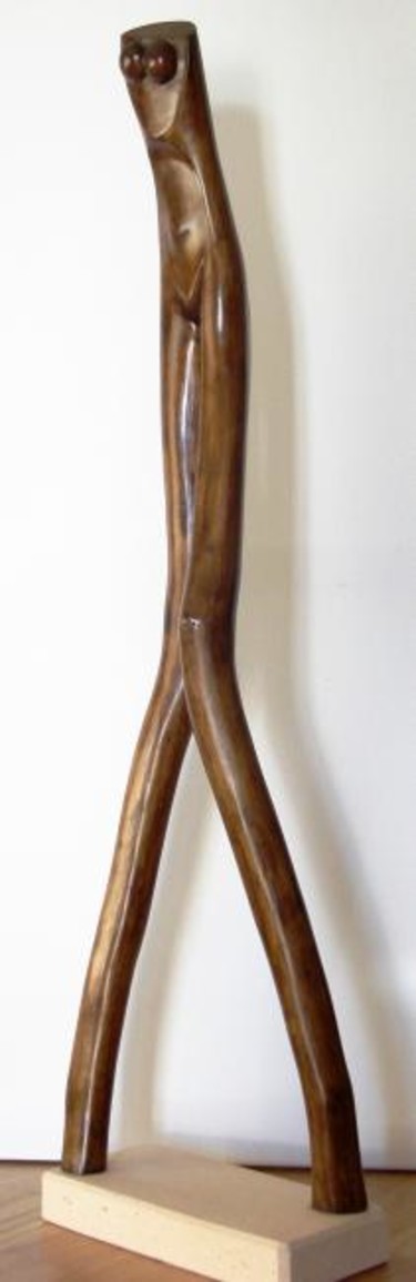 Escultura intitulada "Timidez (madeira)" por Aníbal Ruivo, Obras de arte originais