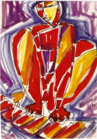Pintura intitulada "marimbeiro" por Aníbal Ruivo, Obras de arte originais