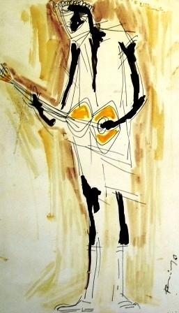 Pintura intitulada "Tocador de viola (a…" por Aníbal Ruivo, Obras de arte originais