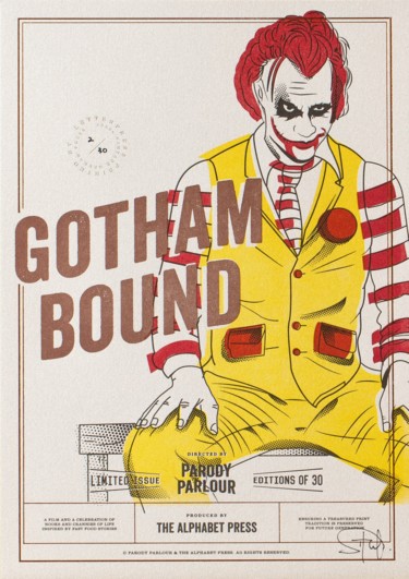 McJoker - Gotham Bound Printmaking titled "McJoker - Gotham Bo…" by Jahow See (Parody Parlour), Original Art, Screenprinting