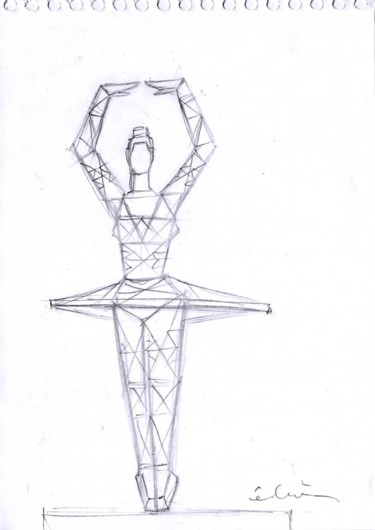 Dessin intitulée "Dancing-pylon" par Elena Paroucheva, Œuvre d'art originale