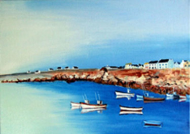 Painting titled "Petit port Breton d…" by Jean Parraud, Original Artwork