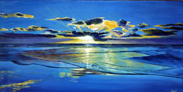 Malerei mit dem Titel "coucher-soleil" von Jean Parraud, Original-Kunstwerk, Öl