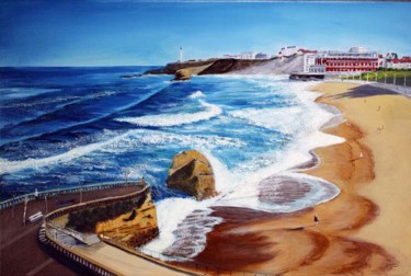 Pintura intitulada "Biarritz, la grande…" por Jean Parraud, Obras de arte originais, Óleo