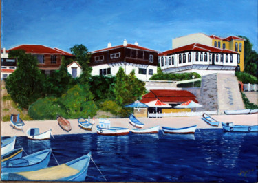 Peinture intitulée "Bulgarie - port de…" par Jean Parraud, Œuvre d'art originale, Huile