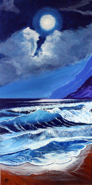 Peinture intitulée "Bord de mer au clai…" par Jean Parraud, Œuvre d'art originale, Huile