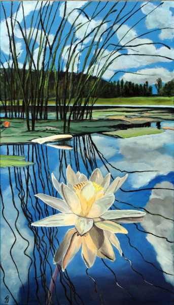 Картина под названием "Le Lac aux Nénuphar…" - Jean Parraud, Подлинное произведение искусства, Масло