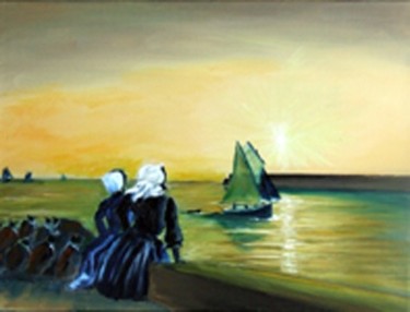 Painting titled "Retour de pêche" by Jean Parraud, Original Artwork