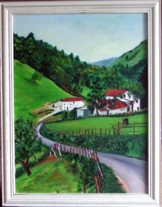 Pittura intitolato "Pays Basque-Estenre…" da Jean Parraud, Opera d'arte originale