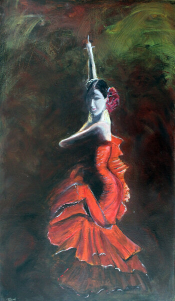 Malarstwo zatytułowany „Flamenco” autorstwa Jean Parraud, Oryginalna praca, Olej