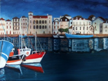 Painting titled "St Jean de Luz port" by Jean Parraud, Original Artwork