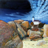 Painting titled "Bretagne- le phare…" by Jean Parraud, Original Artwork