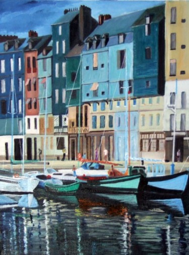 Peinture intitulée "Port d'Honfleur" par Jean Parraud, Œuvre d'art originale