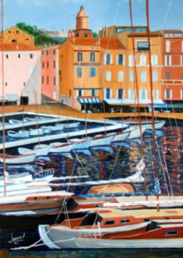 Painting titled "Port de St Tropez" by Jean Parraud, Original Artwork