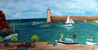 Peinture intitulée "Port de peche" par Jean Parraud, Œuvre d'art originale, Huile