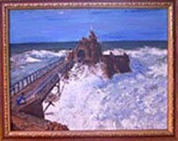 Painting titled "Biarritz- Rocher de…" by Jean Parraud, Original Artwork, Acrylic