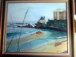 Painting titled "Biarritz- Villa Bel…" by Jean Parraud, Original Artwork, Oil Mounted on Wood Stretcher frame
