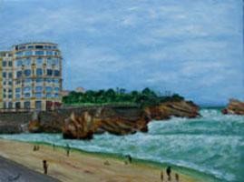 Peinture intitulée "Biarritz et le casi…" par Jean Parraud, Œuvre d'art originale