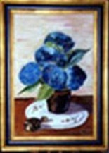 Peinture intitulée "Bouquet d'hortensias" par Jean Parraud, Œuvre d'art originale