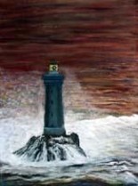 Painting titled "Phare en Iroise" by Jean Parraud, Original Artwork