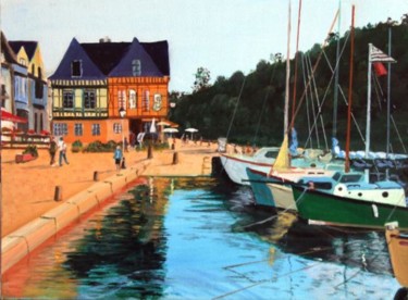 Painting titled "Port d'Auay au couc…" by Jean Parraud, Original Artwork