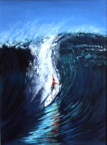Pittura intitolato "Surf à Teahupoo" da Jean Parraud, Opera d'arte originale