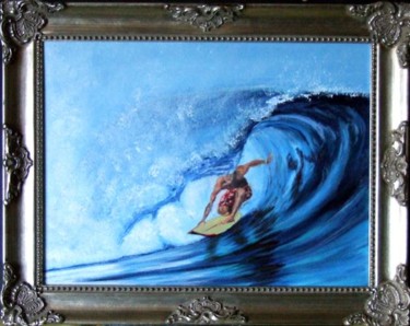 Peinture intitulée "Surf à Hawai-" par Jean Parraud, Œuvre d'art originale
