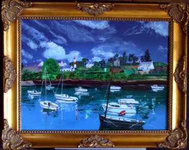 Peinture intitulée "Bretagne- Port de D…" par Jean Parraud, Œuvre d'art originale